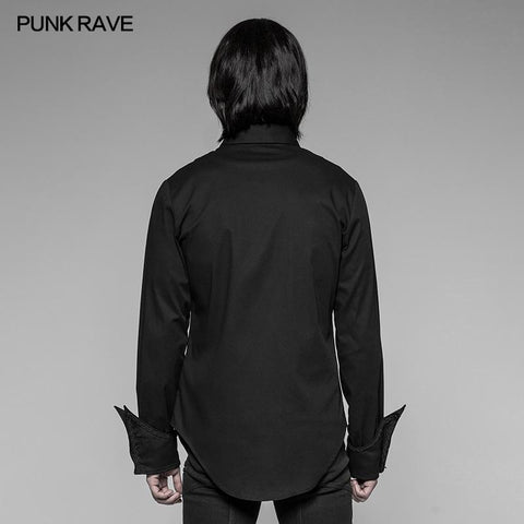 Men's Asymmetric Simple Gothic Shirt With Unique Cuff Design