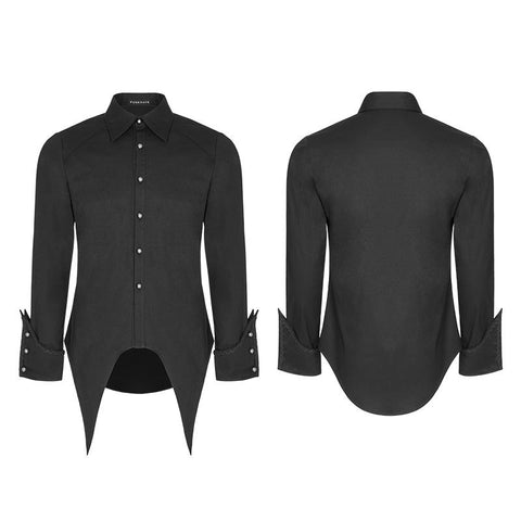 Men's Asymmetric Simple Gothic Shirt With Unique Cuff Design