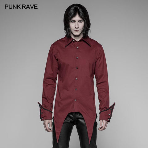 Men's Asymmetric Simple Gothic Shirt With Unique Cuff Design