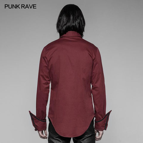 Men's Asymmetric Simple Gothic Shirt With Unique Cuff Design