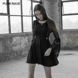 Women's Lace Sleeves Punk Dress With Straps Design