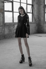 Women's Lace Sleeves Punk Dress With Straps Design