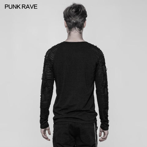 Men's Raglan Sleeve Knit Punk T-shirt