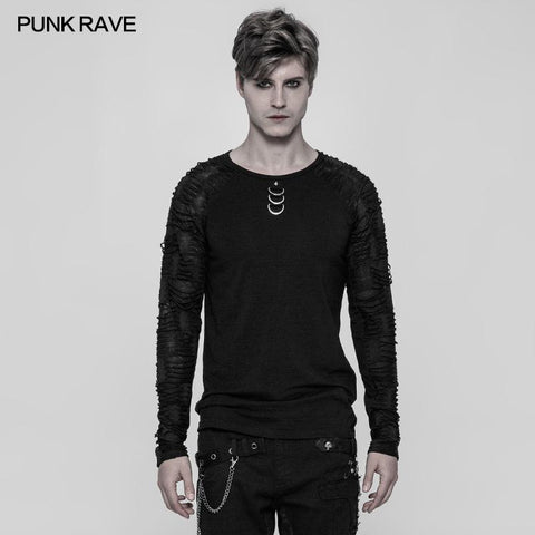 Men's Raglan Sleeve Knit Punk T-shirt