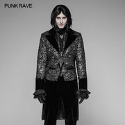 Gothic Metal Texture Jacquard Swallow Tail Coat Jacket