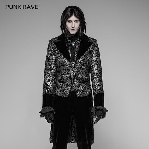 Gothic Metal Texture Jacquard Swallow Tail Coat Jacket
