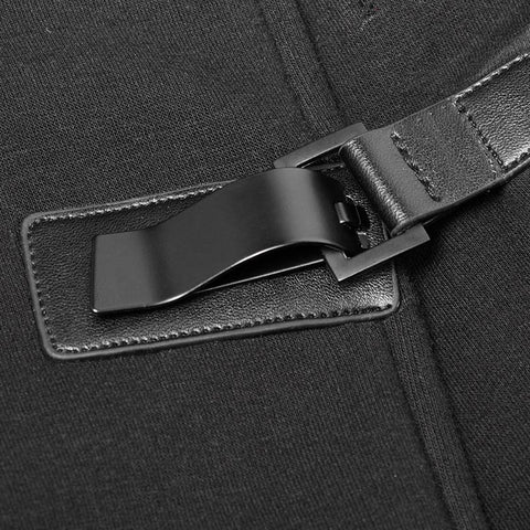 Dark Punk Leather Crack Knit Stitching Hooded Cardigan