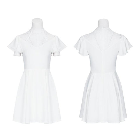 Elegant Lace Stitching Chiffon V-collar Gothic Dress