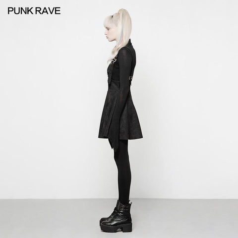Punk Suede Personality High Waisted Suspender Skirt For Girls