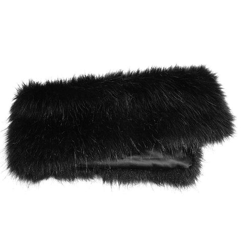 Gothic Black-Red Woolen Long Winter Coat Decorated With Imitation Fur