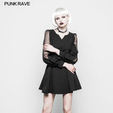 Gothic Feminine Chiffon Tulle Small V-neck Dress
