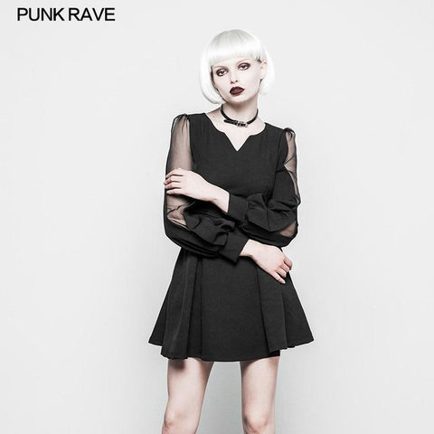 Gothic Feminine Chiffon Tulle Small V-neck Dress