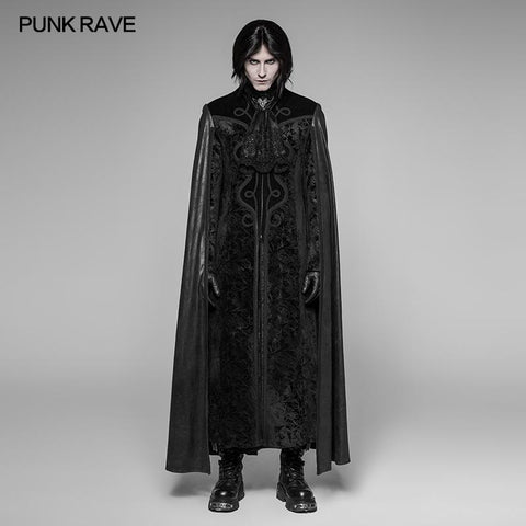 Dracula Gorgeous Gothic Cape Cloak Embossed Velvet Long Coat