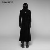 Gorgeous Velvet Long Punk Jacket Detachable Fake Two-Piece Coat For Men