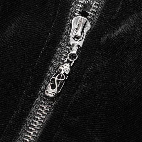 Gorgeous Velvet Long Punk Jacket Detachable Fake Two-Piece Coat For Men