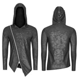 Men's Dark Punk Personality Pullover Hoodie Beveled Zipper Hooded Knitting Sweater