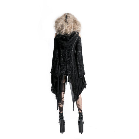 Punk Style Lace Gothic Black Long Sweater For Women