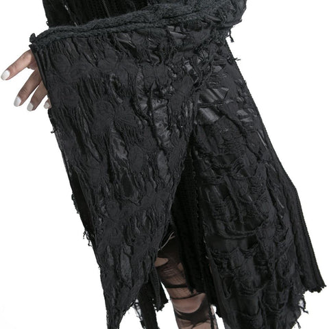 Punk Style Lace Gothic Black Long Sweater For Women