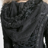 Punk Style Lace Gothic Black Long Sweater For Women