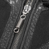 Men's Rough Leather Splicing Stand Collar Punk Vest