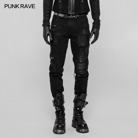 Men's Punk Decadent Crack Personality Pants Hand-painted Trousers