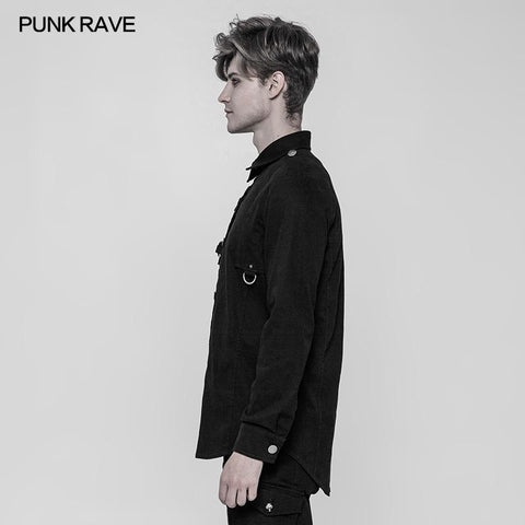 Men's Punk Pure Cotton Personality Shirt With Mosaic Rivet Decoration