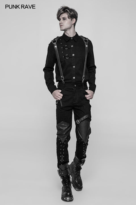 Personality Punk Leather Cross Shoulder Strap Suspenders Accessories