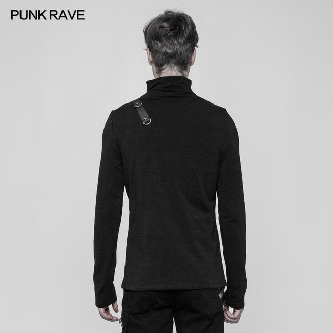 Steampunk Metal Rivet Embossing Knitting T-shirt For Men