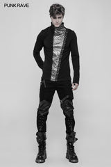 Steampunk Metal Rivet Embossing Knitting T-shirt For Men