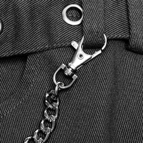 Men's Double Pocket Heavy Metal Punk Pants Floral Woven Waist Head Trousers