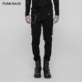 Men's Double Pocket Heavy Metal Punk Pants Floral Woven Waist Head Trousers