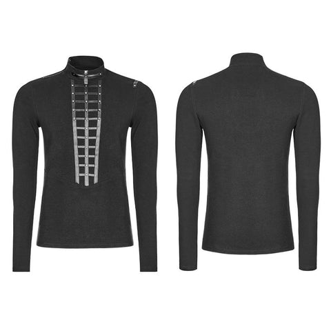 Men's Punk Front Pimp Rivets Slim Personality T-shirt