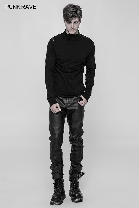 Men's Punk Front Pimp Rivets Slim Personality T-shirt