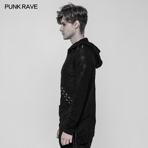 Diablo Assassin Punk Hooded T-shirt Asymmetric Personality Top For Men