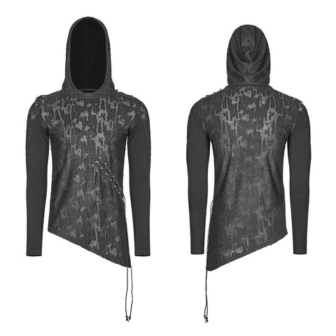 Diablo Assassin Punk Hooded T-shirt Asymmetric Personality Top For Men