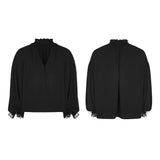 Men's Vintage Loose Soft Comfort Gothic Shirt With Large Neckline And Lace Cuff