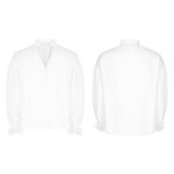 Men's Vintage Loose Soft Comfort Gothic Shirt With Large Neckline And Lace Cuff