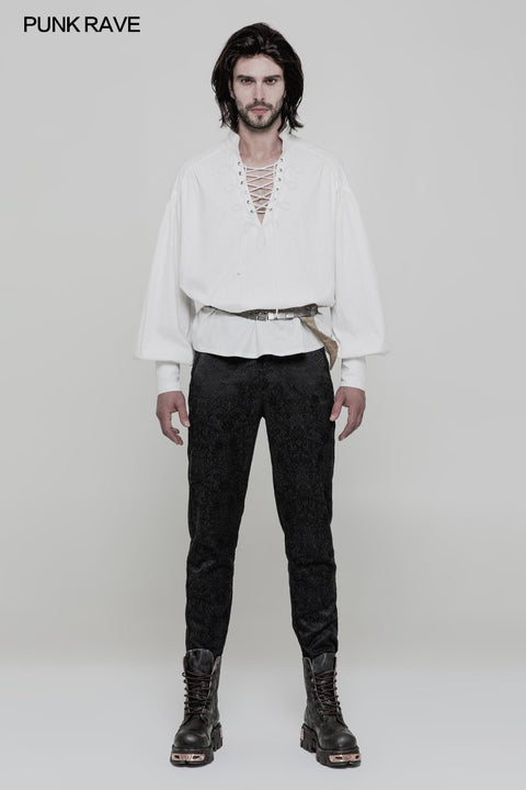 Men's Retro Gothic Long Sleeve Shirt With Disa Floret Collar Design