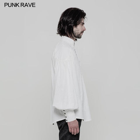 Men's Retro Gothic Long Sleeve Shirt With Disa Floret Collar Design