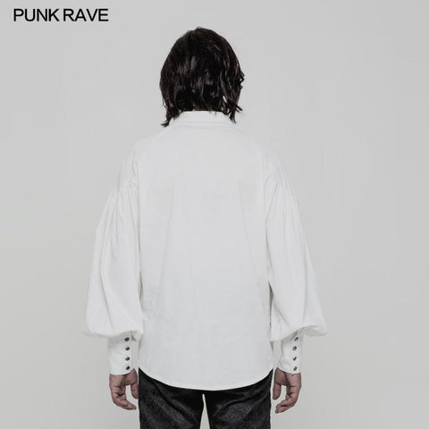 Men's Retro Gothic Long Sleeve Shirt With Disa Floret Collar Design