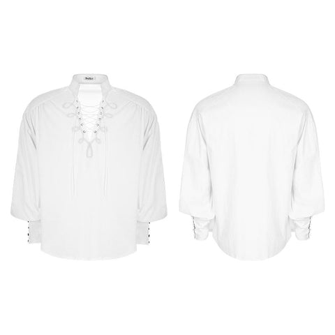 Men's Retro Gothic Long Sleeve Shirt With Disa Floret Collar Design