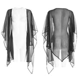 Women Daily Chiffon Shawl Black Suntan-Proof Wear Tops