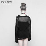 Loose Mesh Ripped Hole Tattered Distressed Knit Sweater Top