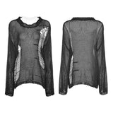 Loose Mesh Ripped Hole Tattered Distressed Knit Sweater Top