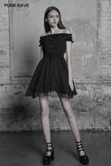 Elegant Gothic Lolita Off Shoulder Ruffle Lace Dress