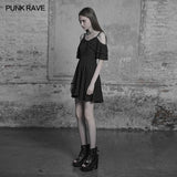 Punk Sexy Lotus Leaf Chiffon Leather Strap Dress