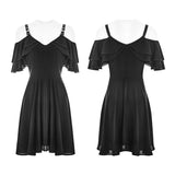 Punk Sexy Lotus Leaf Chiffon Leather Strap Dress