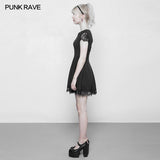 Women's Hollow Out Lace Stitching V-collar Gothic Dress