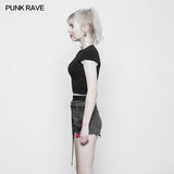Women's Round Collar Punk Sweater Top With Personality Belt