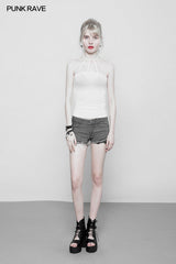 Women's Minimalist Punk Top Sexy Slim Strap Vest Sleeveless T-shirt